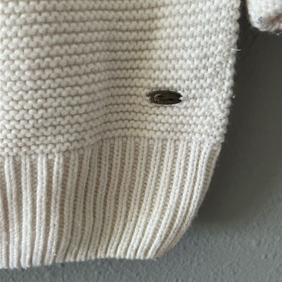 Lacoste Wool Blend Knit Sweater Women’s Size L XL TU Cream Oversized Boat Neck - Picture 4 of 5